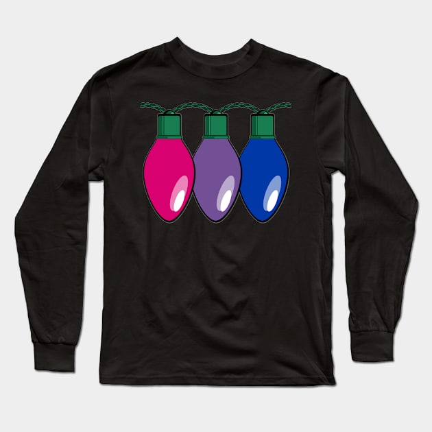 Bisexual Pride Christmas Lights Long Sleeve T-Shirt by wheedesign